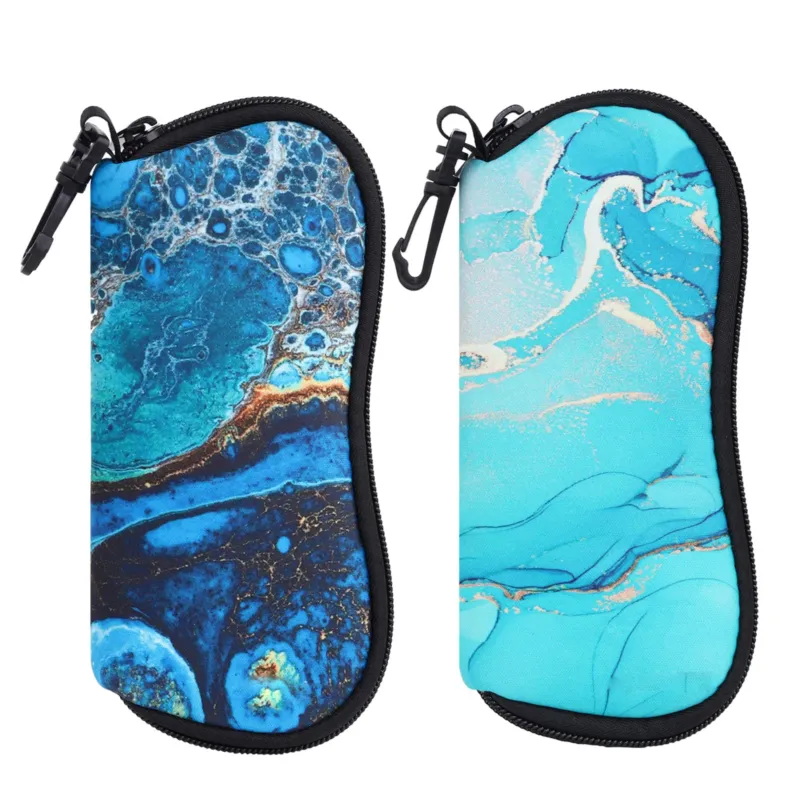 2-piece soft sunglasses case,Neoprene glasses bag with zipper,Portable glasses bag with hook