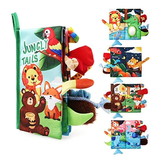 Sensory toy baby book baby fabric book, 3D picture book fabric books crackle book baby with rustling paper