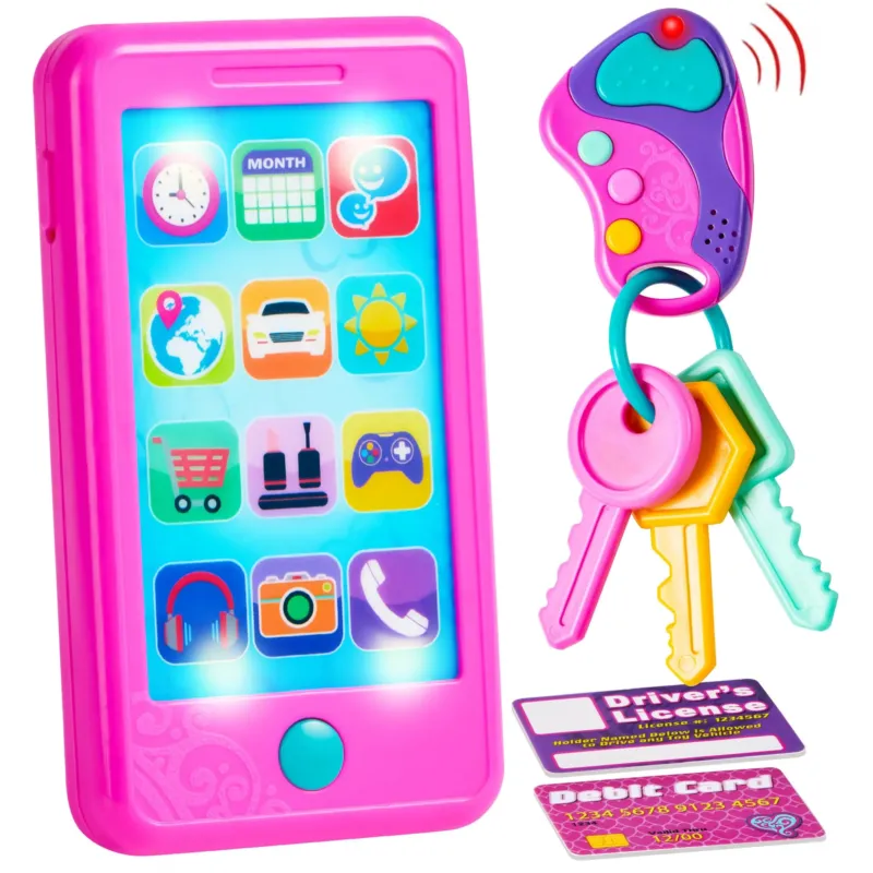 Toy phone set, keyfob key toy and credit card set, children's cell phone toy