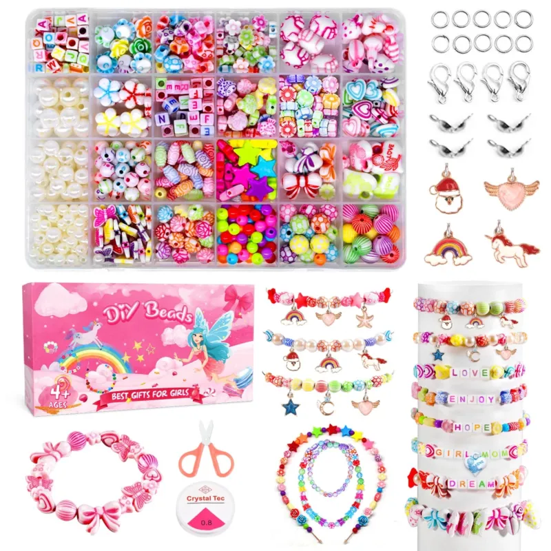 Craft set children's DIY beads for threading, make your own bracelets 24 colors