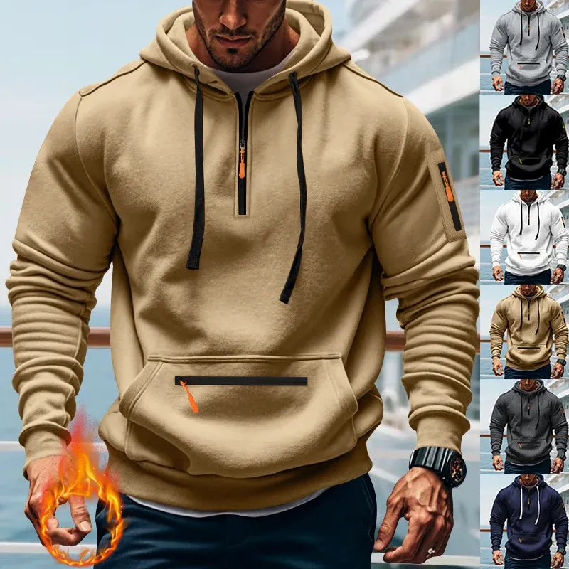 Herren sportlicher Hoodie mit praktischen Reißverschlusstaschen – Cavarno