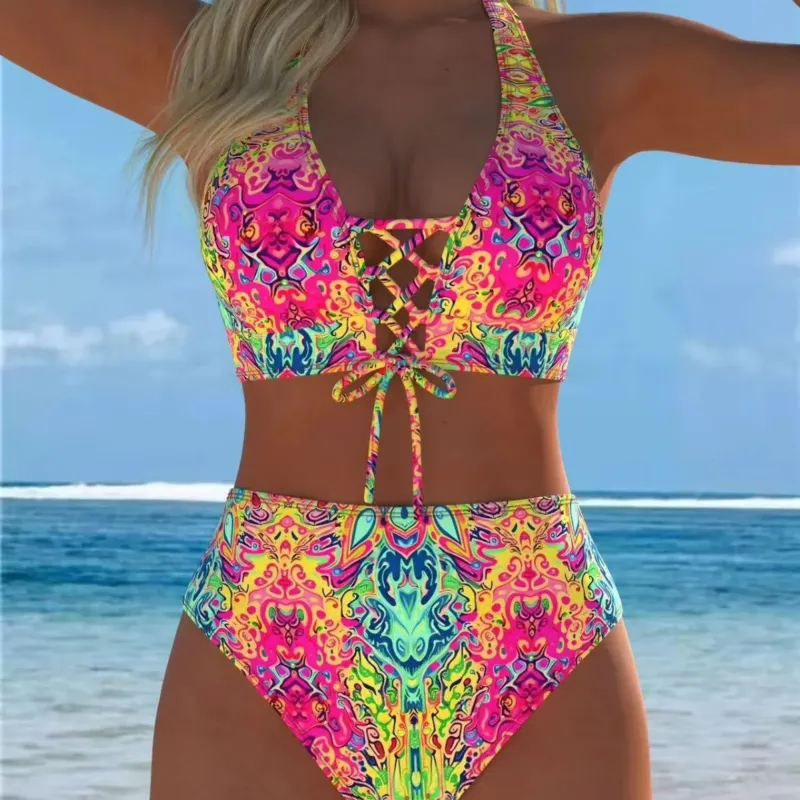 Damen Hochgeschnittener Bikini mit elegantem Schnürdetail – Maréssa