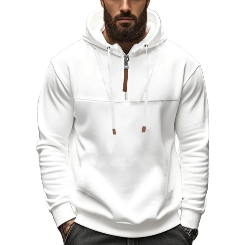 Herren Sportlicher Kapuzenpullover mit halbem Reißverschluss und Kordelzug – Cavarno