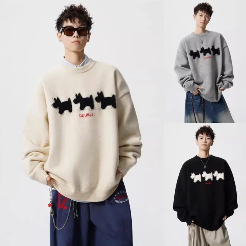 Unisex Verspielter Grobstrickpullover mit Tiermotiv Echoarchiv