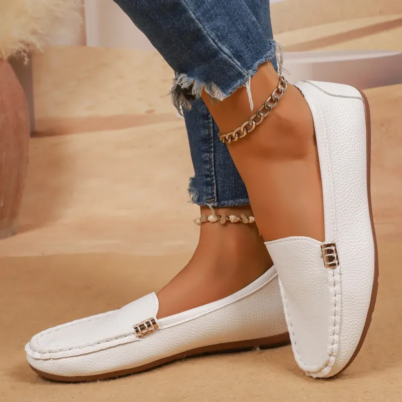 Damen Mokassin-Schuhe mit elegantem Narbenleder und rutschfester Sohle – Lioré