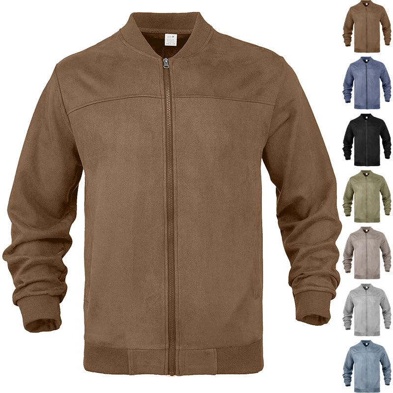 Herren Velours-Trainingsjacke mit Reißverschluss und Stehkragen – Taviero