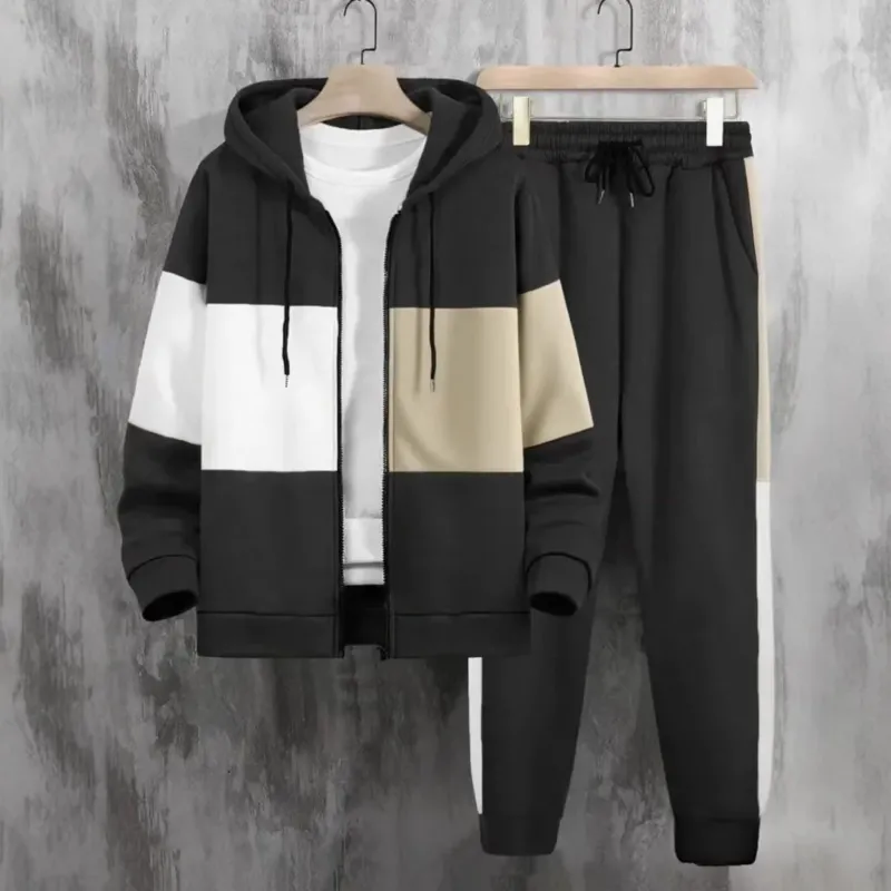 Herren Sportliches Freizeitanzug-Set mit kontrastierenden Farbpaneln und praktischen Taschen – Marzano