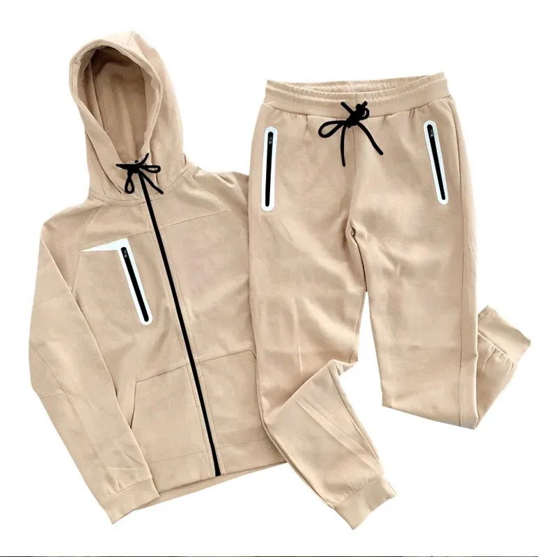 Herren sportlicher Hoodie-Anzug mit innovativem Design und praktischen Reißverschlusstaschen – Cavarno