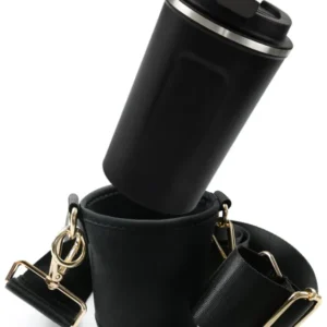 Cupholder Set - cup holder and thermal cup to hang around - neoprene cup holder with adjustable shoulder strap